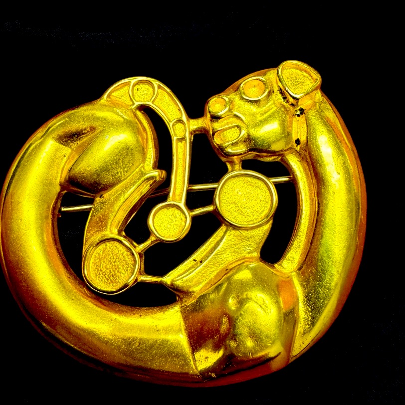 Vintage Chameau Et Chameau Gold Plated Panther Pin From Mma